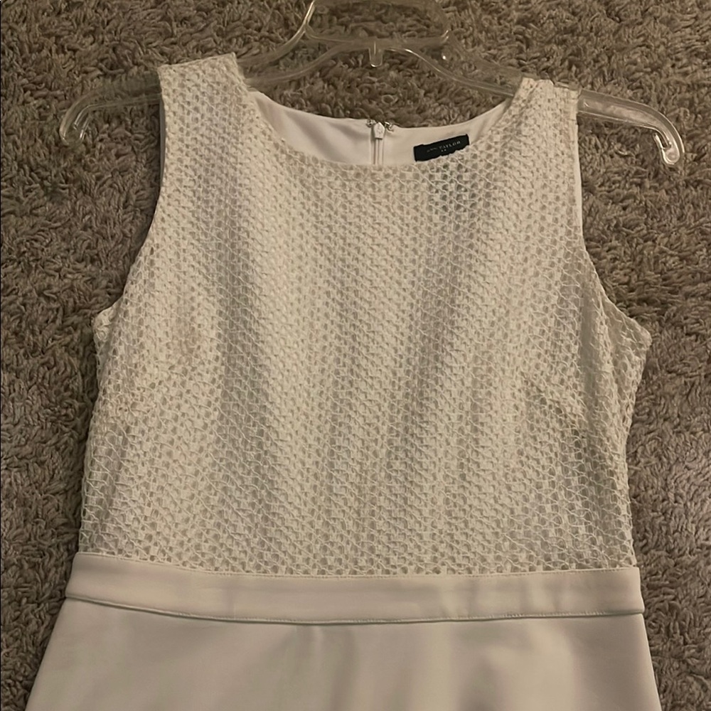 LOFT Ribbed White Mock Neck Mini Dress - Picture 3 of 3